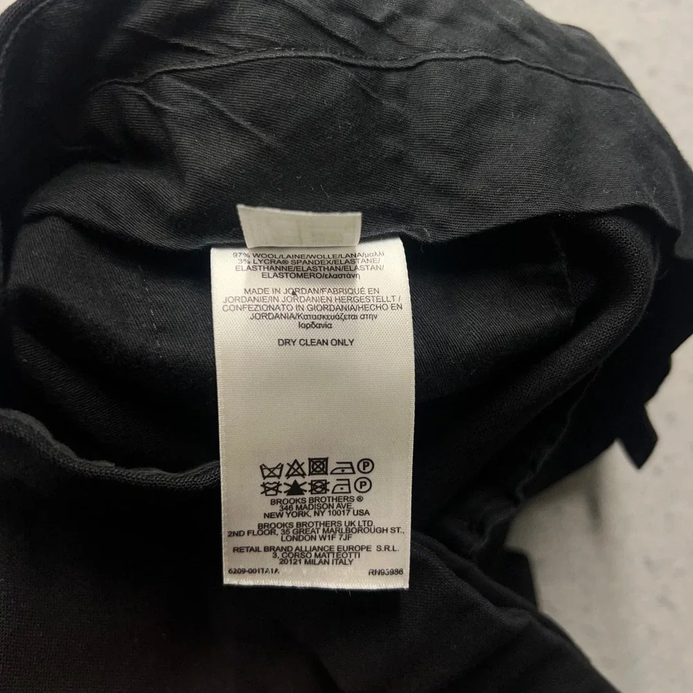 Brooks Brothers 346 Mens Black Wool Stretch Pleated Cuffed Dress Pants 42x29
